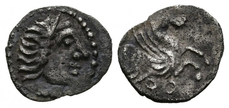 EMPORION (Ampurias, Gerona). Hemitrietartemorion. (Ar. 0,16g/8mm). 200-110 a.C. ...