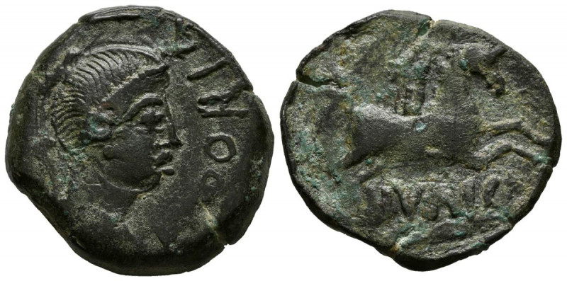 EMPORION (Ampurias, Gerona). As. (Ae. 12,11g/27mm). 50-27 a.C. (FAB-1244). Anv: ...