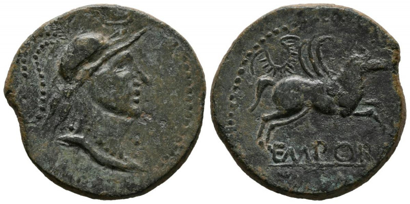 EMPORION (Ampurias, Gerona). As. (Ae. 9,42g/27mm). 50-27 a.C. (FAB-1246). Anv: C...