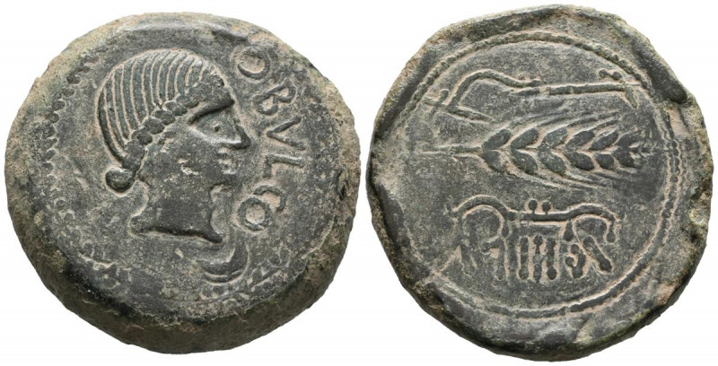 OBULCO (Porcuna, Jaén). Dupondio. (Ae. 57,78g/41mm). 220-20 a.C. (FAB-1778). Anv...