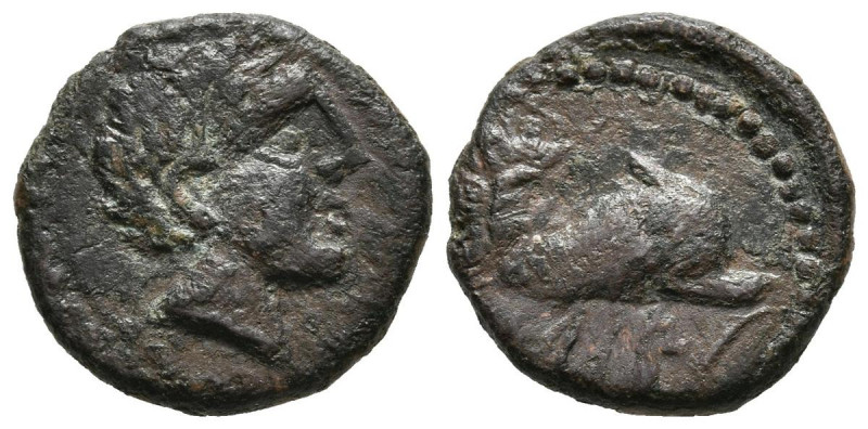 OLONT (Aznalcázar, Sevilla). Cuadrante. (Ae. 2,56g/15mm). 50-20 a.C. (FAB-1884)....