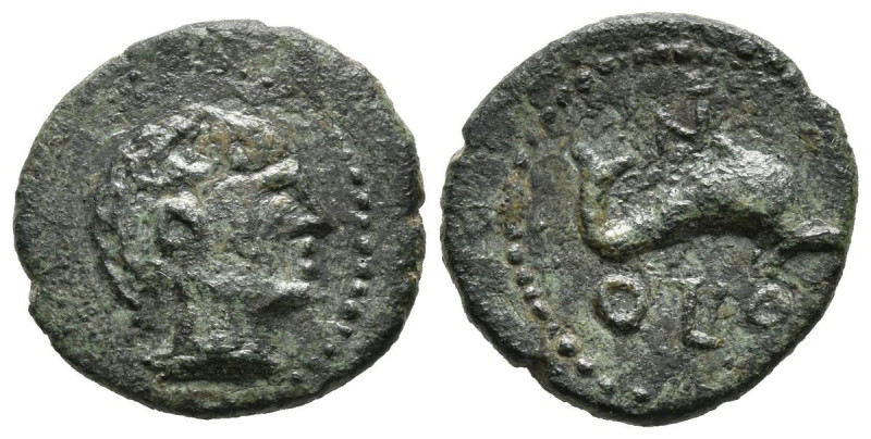 OLONT (Aznalcázar, Sevilla). Cuadrante. (Ae. 2,24g/16mm). 50-20 a.C. (FAB-1885)....