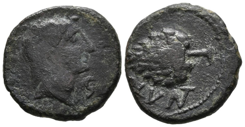 OLONT (Aznalcázar, Sevilla). Semis. (Ae. 5,60g/21mm). 50-20 a.C. (FAB no cita). ...