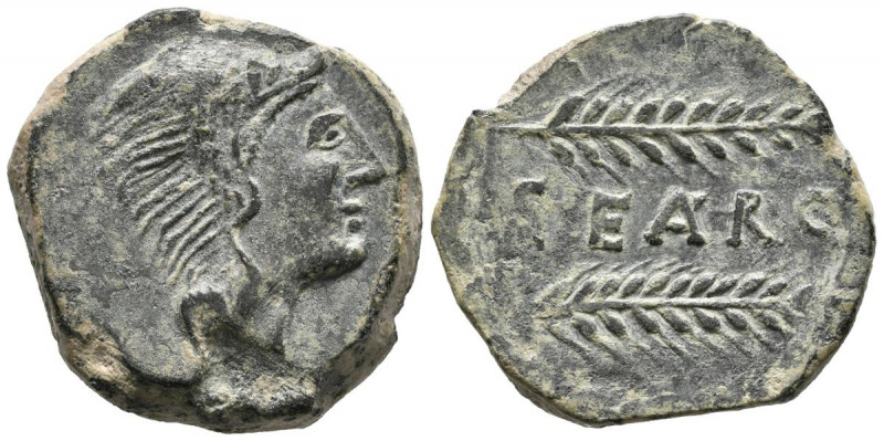 SEARO (Utrera, Sevilla). As. (Ae. 18,52g/28mm). 120-50 a.C. (FAB-2112). Anv: Cab...