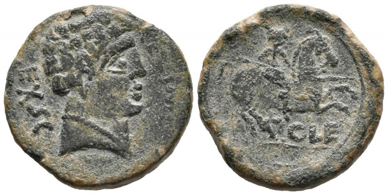 TOLE (Toledo). As. (Ae. 8,26g/23mm). 50-20 a.C. (FAB-2401). Anv: Cabeza masculin...