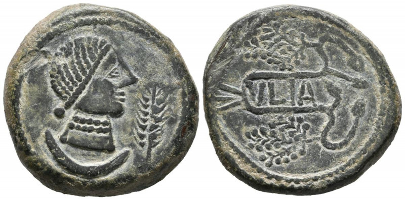 ULIA (Montemayor, Córdoba). As. (Ae. 23,61g/31mm). 50 a.C. (FAB-2490). Anv: Cabe...