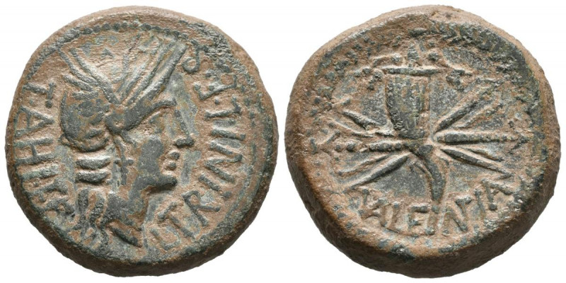 VALENTIA (Valencia). As. (Ae. 19,66g/28mm). 150-50 a.C. (FAB-2512). Anv: Cabeza ...