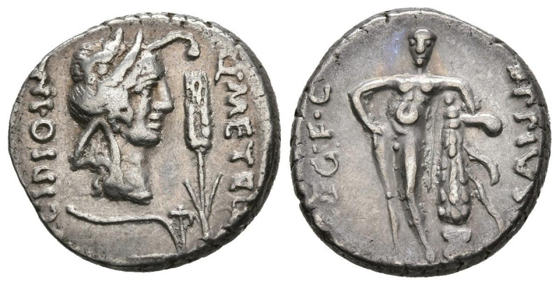 GENS CAECILIA. Denario. (Ar. 3,91g/17mm). 47-46 a.C. Africa. (FFC 217; Crawford ...