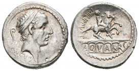 GENS MARCIA. Denario. (Ar. 4,04g/19mm). 56 a.C. Roma. (FFC 894; Crawford 425/1). Anv: Cabeza diademada de Ancus Marcius a derecha, detrás lítuo, debaj...