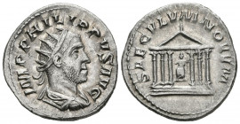 FILIPO I. Antoniniano. (Ar. 4,16g/22mm). 249 d.C. (RIC 25b). Anv: Busto radiado y drapeado de Filipo I a derecha, alrededor leyenda: IMP PHILIPPVS AVG...