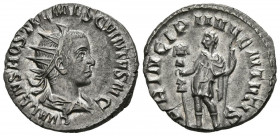 HOSTILIANO. Antoniniano. (Ar. 2,93g/20mm). 251 d.C. Roma. (RIC 182). Anv: Busto radiado y drapeado de Hostiliano a derecha, alrededor leyenda: C VALEN...