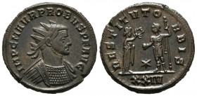 PROBO. Antoniniano. (Ae. 3,86g/22mm). 276-282 d.C. Siscia. (RIC 733). Anv: Busto radiado y con coraza de Probo a derecha, alrededor leyenda: IMP C M A...