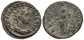 CARINO. Antoniniano. (Ae. 3,47g/22mm). 283-284 d.C. Lugdunum. (RIC 212). Anv: Busto radiado, drapeado y con coraza de Carino a derecha, alrededor leye...