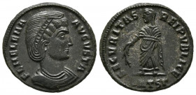 HELENA. Follis. (Ae. 2,67g/19mm). 326-328 d.C. Tessalónica. (RIC 159). Anv: Busto diademado y drapeado de Helena a derecha con collar, alrededor leyen...