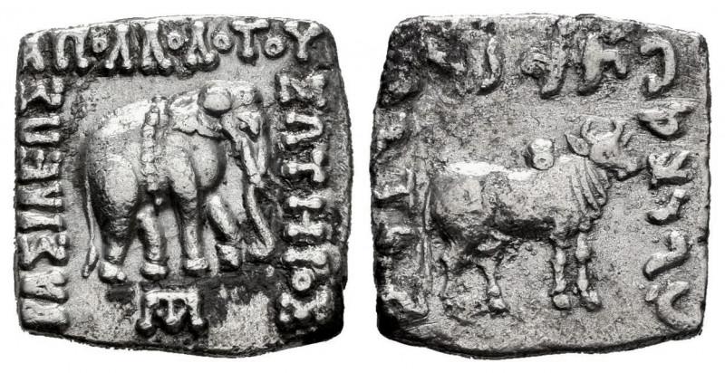 Kings of Bactria. Apollodotos I Soter. Drachm. 180-160 BC. (Bopearachchi-4F). (S...