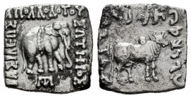 Kings of Bactria. Apollodotos I Soter. Drachm. 180-160 BC. (Bopearachchi-4F). (Sng Ans-328/336). (Hgc-12, 119). Anv.: ΒΑΣΙΛΕΩΣ ΑΠΟΛΛΟΔΟΤΟΥ ΣΩΤΗΡΟΣ. El...