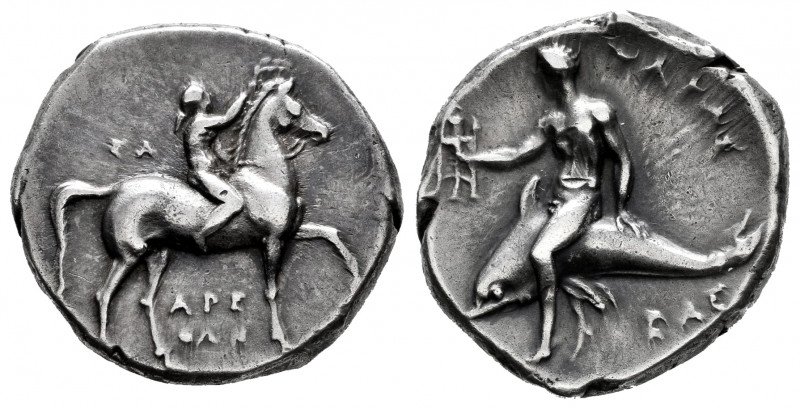 Calabria. Tarentum. Nomos. 281-272 BC. Arethon, Sa, and Cas magistrates. (Vlasto...