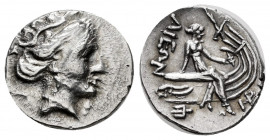 Euboia. Histiaia. Tetrobol. 197-146 BC. (Bmc-36). (Sng Cop-531). (Hgc-4). Anv.: Female head to right, wearing ivy-wreath. Rev.: The nymph Histiaia sea...