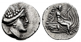 Euboia. Histiaia. Tetróbolo. 197-146 BC. (Sear-2497). (Cy-1999). Rev.: Nymph Histiaia sitting on the bow to the right in front and behind legend. Ag. ...