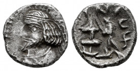 Kingdom of Parthia. Oxathres (Vahsir). Hemidrachm. Century I BC. Istakhr (Persepolis). (Alram-581). (Bmc arabia-220, 11). Anv.: Bust of Oxathres with ...