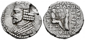 Kingdom of Parthia. Vardanes I. Tetradrachm. 38-46 AD. Seleukeia on the Tigris. (Sellwood-64, 15). Anv.: Diademed bust left. Rev.: Vardanes seated rig...