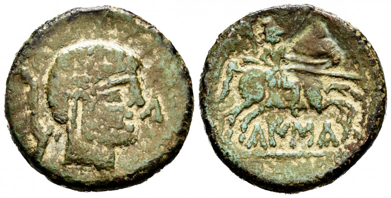 Kaiskata. Unit. 120-20 BC. Cascante (Navarra). (Abh-687). Anv.: Bearded head rig...