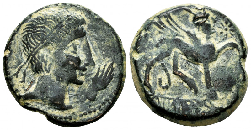 Kastilo-Castulo. Unit. 180 BC. Cazlona (Jaén). (Abh-701). (Acip-2142). Anv.: Dia...