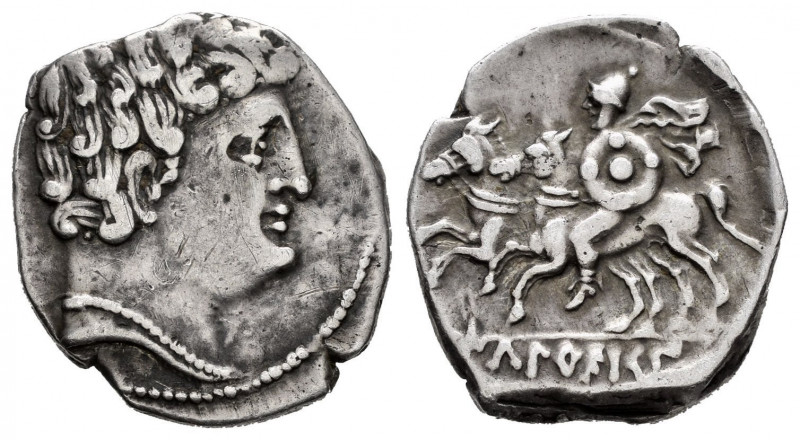 Ikalkusken. Denarius. 120-20 BC. Iniesta (Cuenca). (Abh-1396). (Acip-2071). Anv....