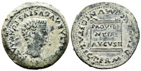 Italica. Time of Tiberius. Unit. 14 - 36 AD. Santiponce (Sevilla). (Abh-1593). (Acip-3333). Anv.: (IMP. TI.) CAESAR. AVGVSTVS. PON. MAX. Bare head of ...