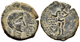 Osset. Unit. 120-20 BC. San Juan de Aznalfarache (Sevilla). (Abh-1949). (Acip-1470). Anv.: Head of Augustus? right, OSSET before. Rev.: Genius standin...