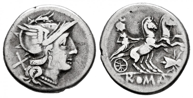 Anonymous. Denarius. 179-170 BC. Rome. (Ffc-80). (Craw-159/2). (Cal-55). Anv.: H...