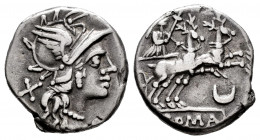 Anonymous. Denarius. 143 BC. Rome. (Ffc-82). (Craw-222/1). (Cal-57). Anv.: Head of Roma right, X behind. Rev.: Diana holding whip in biga of stags rig...