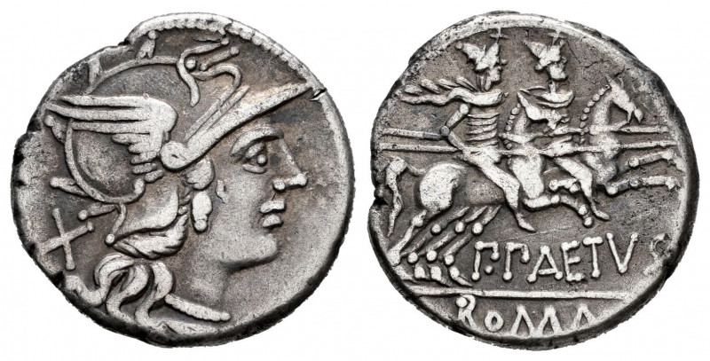 Aelius. P. Aelius Paetus. Denarius. 138 BC. Auxiliary mint of Rome. (Ffc-99). (C...