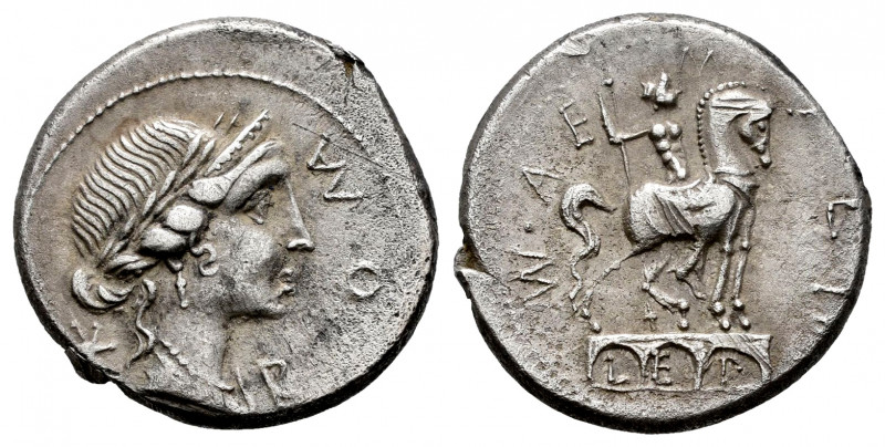 Aemilius. Man. Aemilius Lepidus. Denarius. 114-113 BC. South of Italy. (Ffc-103)...