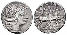 Calpurnius. Publius Calpurnius Lanarius. Denarius. 133 BC. Uncertain mint. (Ffc-225). (Craw-247/1). (Cal-300). Anv.: Head of Roma right, X behind. Rev...