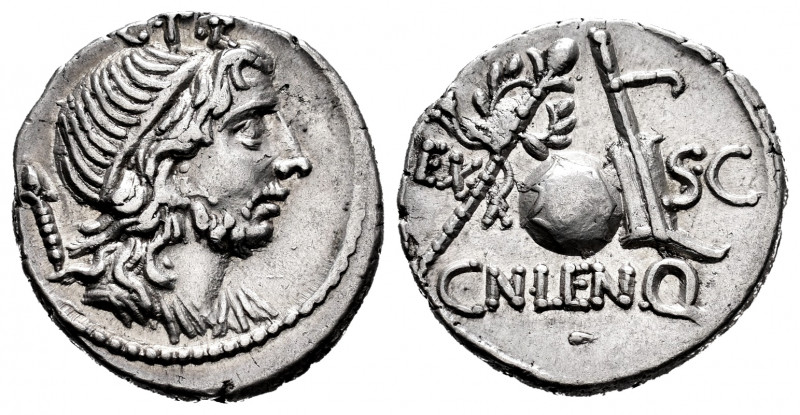 Cornelius. Cn Cornelius Lentulus Marcellinus. Denarius. 76-75 BC. Hispania. (Ffc...