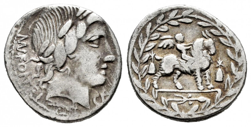 Fonteius. Mn. Fonteius C.F. Denarius. 85 BC. Auxiliary mint of Rome. (Ffc-721). ...