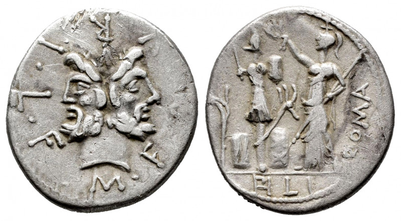 Furius. M. Furius L.f. Philus. Denarius. 119 BC. Central Italy. (Ffc-730). (Craw...