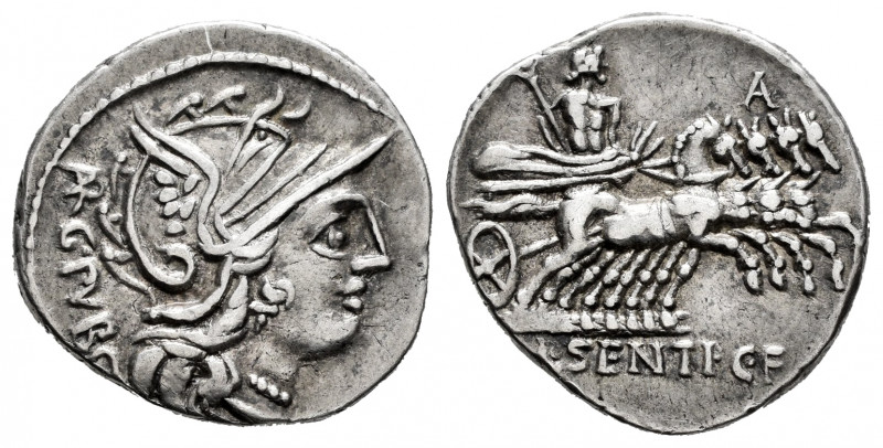 Sentius. Lucius Sentius C. f. Denarius. 101 BC. Norte de Italia. (Ffc-1109). (Cr...