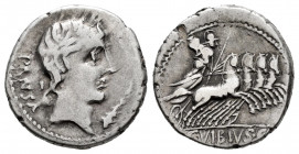 Vibius. C. Vibius C.f. Pansa. Denarius. 90 BC. Auxiliary mint of Rome. (Ffc-1187). (Craw-342/5b). (Cal-1345). Anv.: Smallish laureate head of Apollo r...