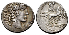 Vibius. C. Vibius C.f. Pansa. Denarius. 90 BC. Auxiliary mint of Rome. (Ffc-1189). (Craw-342/5b). (Cal-1347). Anv.: Smallish laureate head of Apollo r...