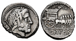 Rubrius. Denarius. 87 a.C. Rome. (Ffc-1191). (Craw-348/1). (Cal-1232). Anv.: Laureate head of Jupiter right, with sceptre over shoulder, below, DOSSEN...