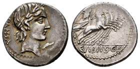 Vibius. C. Vibius C.f. Pansa. Denarius. 90 BC. Auxiliary mint of Rome. (Ffc-1194). (Craw-342/5b). (Cal-1350). Anv.: Large head of Apollo, in low relie...
