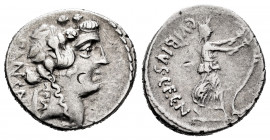 Vibius. C. Vibius C.f.C.n. Pansa. Denarius. 48 BC. Rome. (Ffc-1216). (Craw-440/2). (Cal-1369). Anv.: PANSA behind head of young Bacchus right, wearing...
