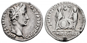 Augustus. Denarius. 7-6 BC. Lugdunum. (Ffc-22). (Ric-207). (Cal-852). Anv.: CAESAR AVGVSTVS (DIVI. F.) PATER. PATRIE, his laureate head right. Rev.: C...