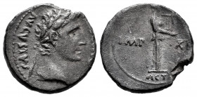 Augustus. Denarius. 11-10 BC. Lugdunum. (Ffc-125). (Ric-193a). (Cal-844). Anv.: AVGVSTVS DIVI. F, laureate head of Augustus right. Rev.: IMP. - XII di...
