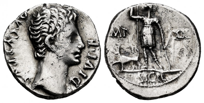 Augustus. Denarius. 11-10 BC. Lugdunum. (Ffc-129). (Ric-183). (Cal-832). Anv.: A...