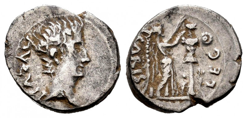 Augustus. Quinarius. 27 BC. Emerita (Mérida). (Ric-221). (Abh-982). Rev.: Victor...