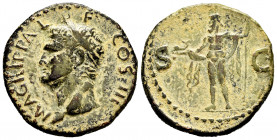 Agrippa. Unit. 37-41 AD. Rome. (Ric-58 Gaius). (Bmcre-161 Tiberius). (Ch-3). Anv.: M•AGRIPPA•L F•COS III, head to left, wearing rostral crown. Rev.: N...