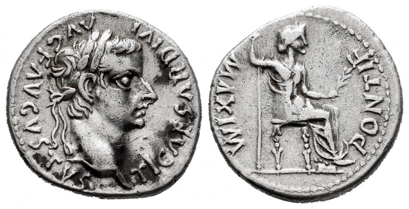 Tiberius. Denarius. 14 - 37 AD. Lugdunum. (Spink-1763). (Ric-26). (Seaby-16). Re...